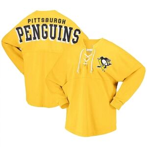 Pittsburgh Penguins Lace Up Spirit Jersey Long Sleeve Tshirt Small NWOT UNISEX